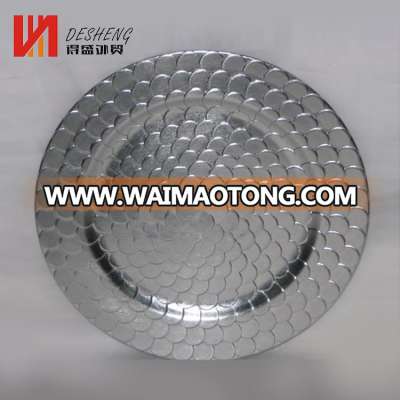 High quality durable plastic decorative silver charger plate